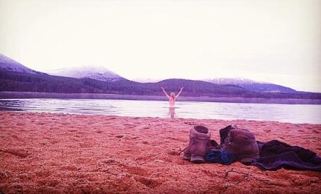 Wild swimming at Loch Morlich in March meltwaters